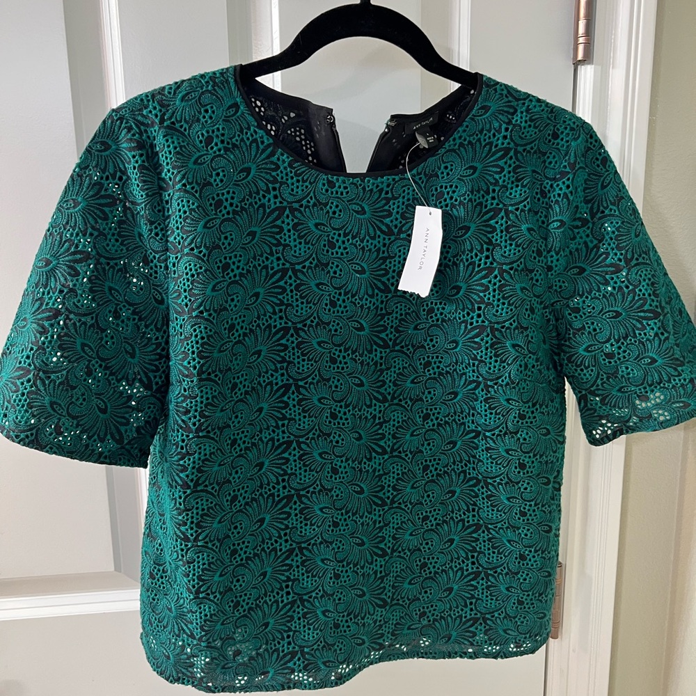 Beautiful green floral eyelet blouse